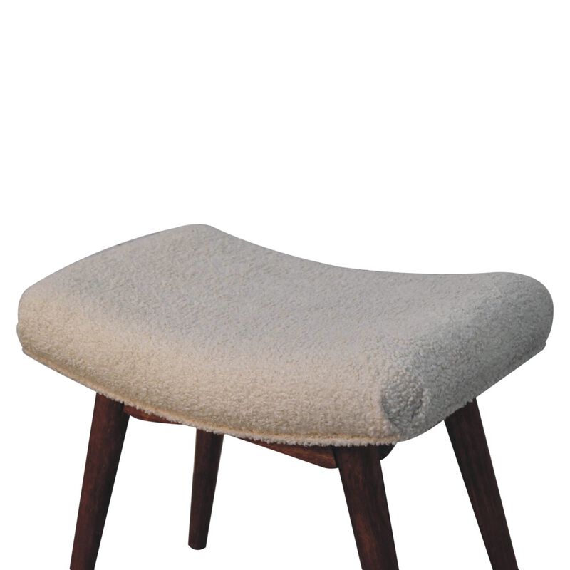 Artisan Furniture Solid Wood Honey Caramel Boucle Cream Curved Bench