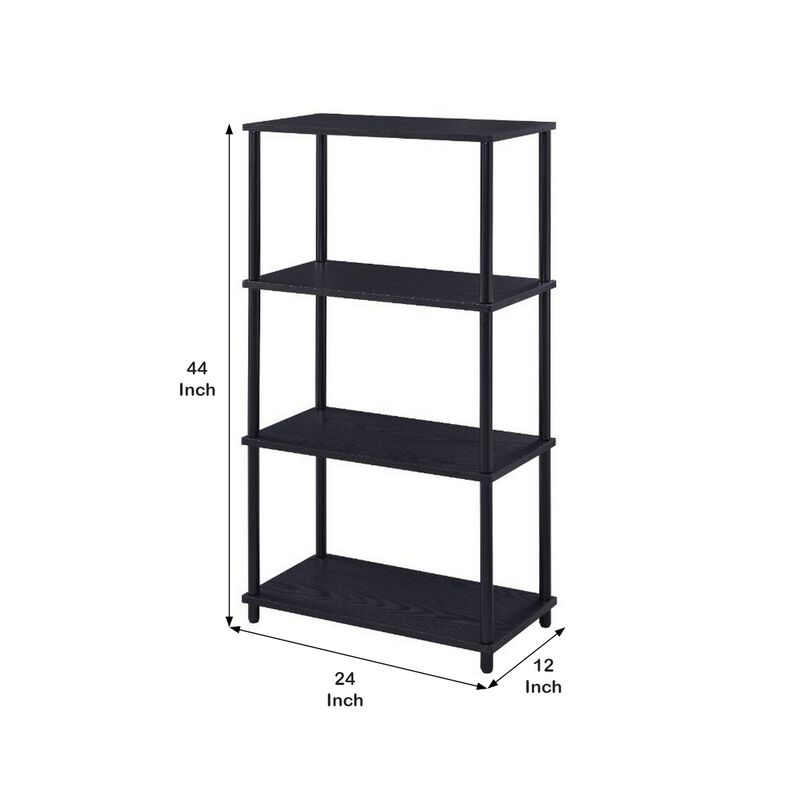 Bookshelf with Black Metal Frame, Black-Benzara