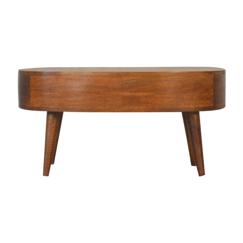 Solid Wood 1 Drawer Chestnut Wave Coffee Table