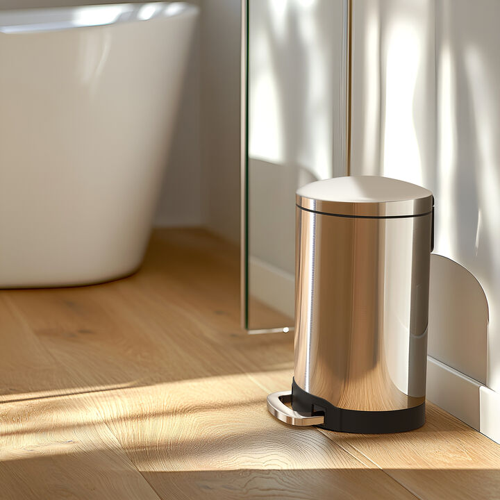 1.6 Gallon Step-On Stainless Steel Wastebasket with Lid