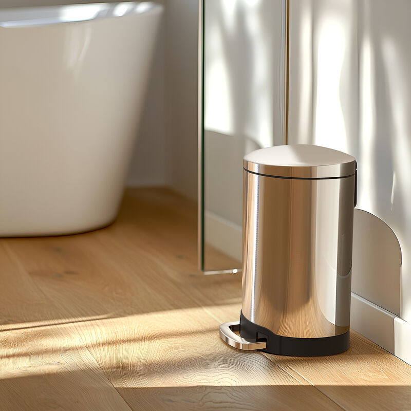 1.6 Gallon Step-On Stainless Steel Wastebasket with Lid
