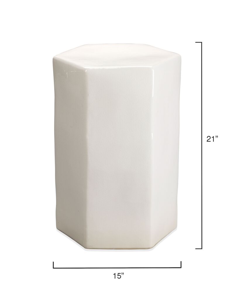 Porto Ceramic Indoor/Outdoor Side Table-Large, White