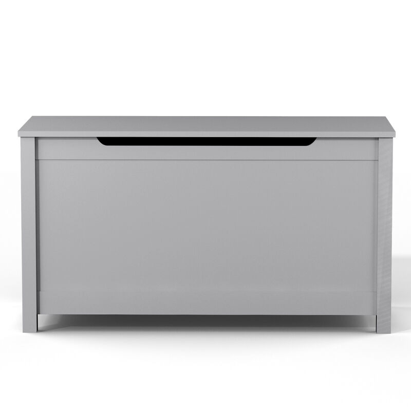 Kids Wooden Toy Box Storage With Safety Hinged Lid For Ages 3+ (Gray)