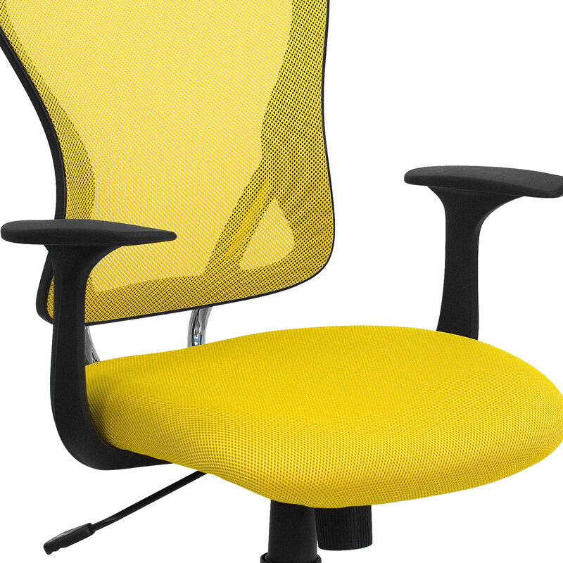 Alfred Mid-Back Blue Mesh Swivel Task Office Chair with Chrome Base and Arms