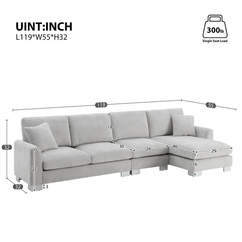 Merax Modern L-shaped Oversized Sectional Sofa