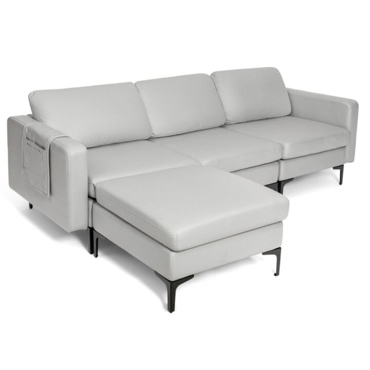 Hivvago Modular L-shaped Sectional Sofa with Reversible Chaise and 2 USB Ports