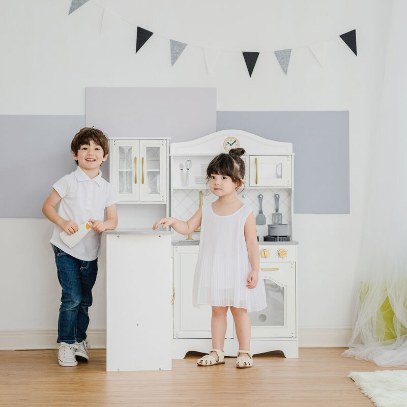 Teamson Kids - Little Chef Upper East Retro Play Kitchen - White / Gold