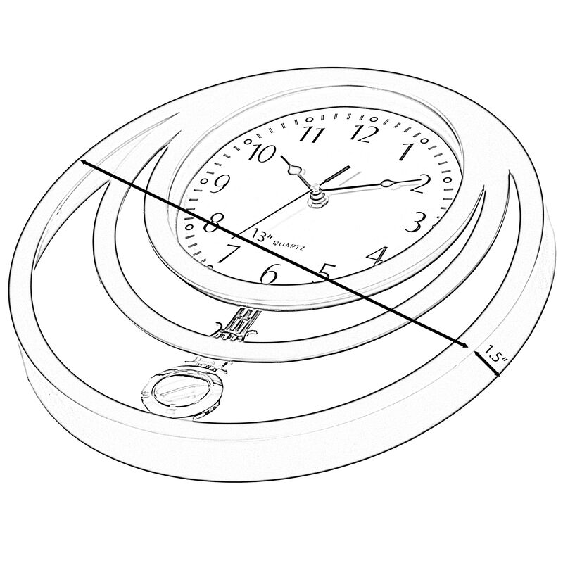 Decorative Modern Unique Round Plastic Wall Clock with Circles, for Living Room, Kitchen, or Dining Room, Silver