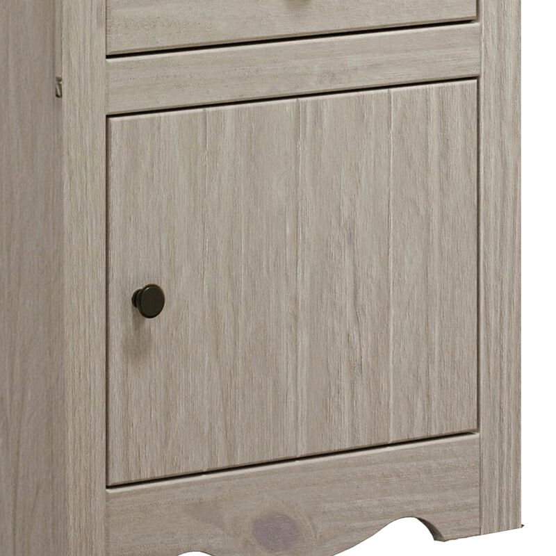 Stav Nightstand, 1 Drawer and Door, 25 Inch, Plank Style, White Solid Wood