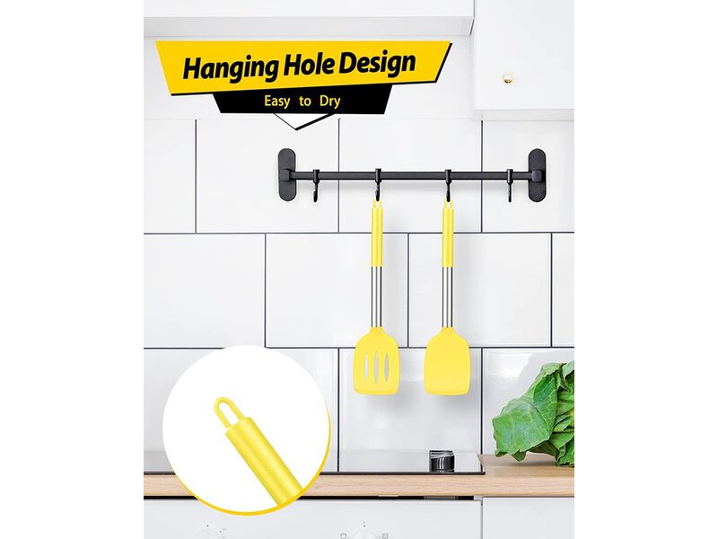 BUNDLEPRO Pack of 2 Silicone Solid Turner, Non Stick Slotted Kitchen Spatulas