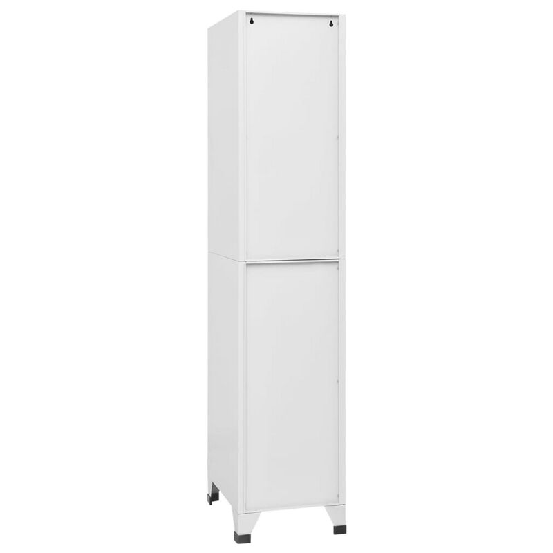 Nova Tall Locker Cabinet, 71 Inch, 3 Compartments, White, Steel Metal - Benzara