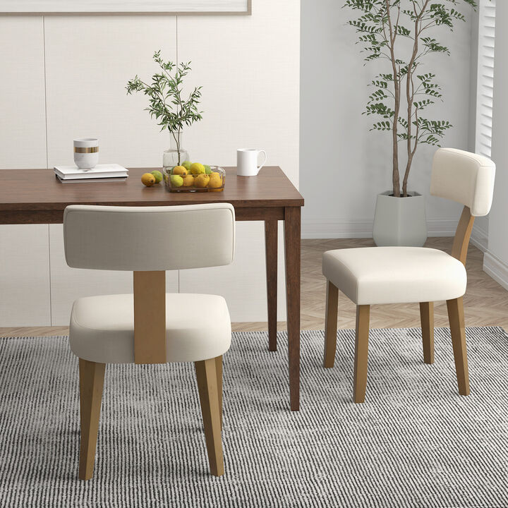 Dining Chairs Set of 2 with Curved Backrest Padded Seat