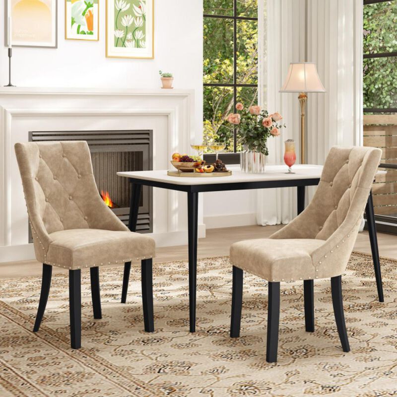 Tufted Wingback Upholstered Dining Chairs Set of 2 for Elegant Dining Room Seating