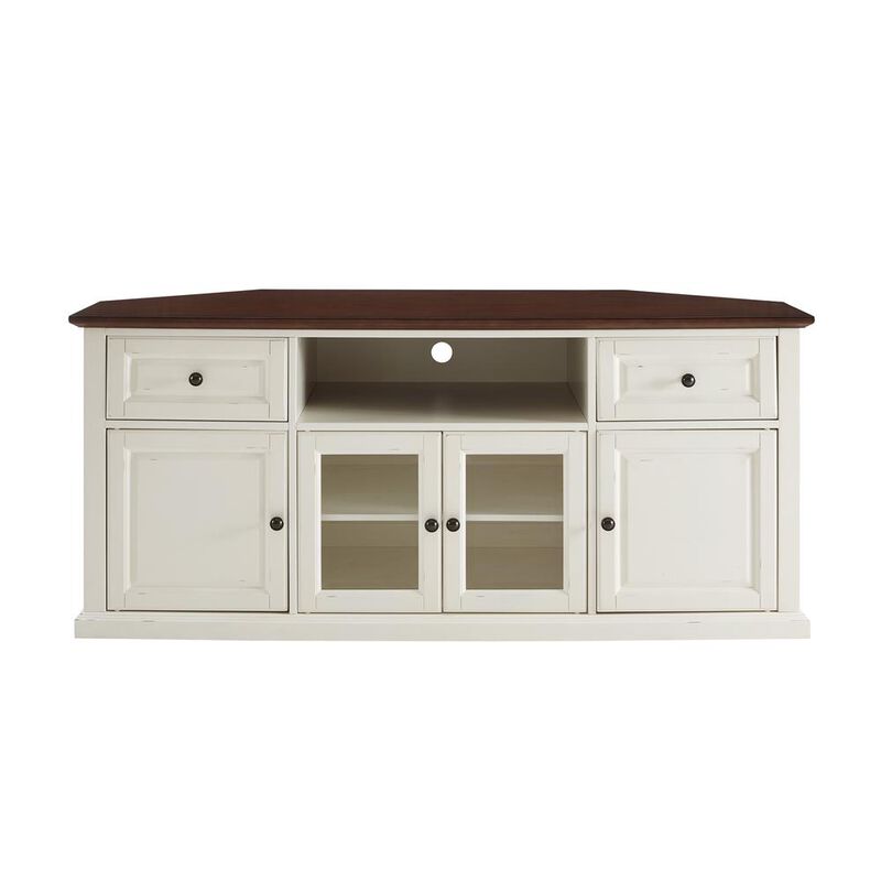 Crosley Furniture 60 Corner Tv Stand Distressed White