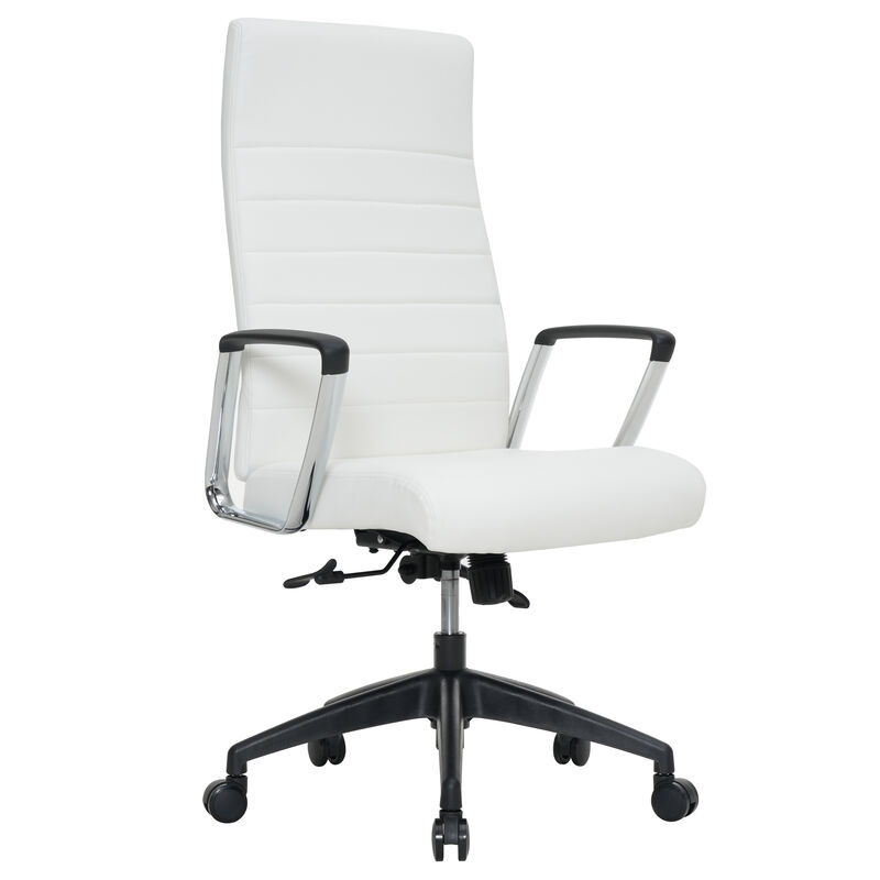 LeisureMod Hilton Modern High Back Leather Conference Office Chair with Adjustable Height & Swivel – Ergonomic and Stylish Office Seating