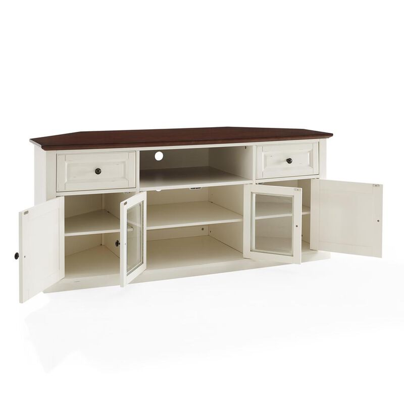 Crosley Furniture 60 Corner Tv Stand Distressed White
