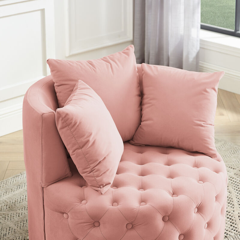 Merax Velvet Upholstered Swivel Chair for Living Room