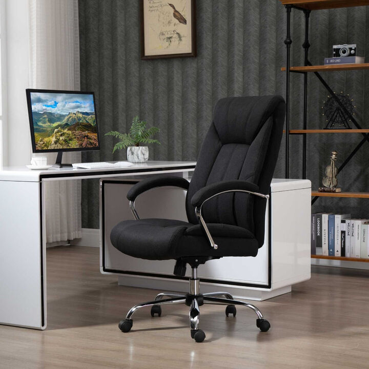 Black Ergonomic Seating: High Back Linen Fabric Adjustable Task Chair