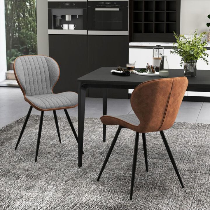 Hivvago Set of 2 Armless Dining Chair Modern Accent Chairs with Curved Backrest
