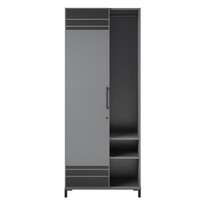 Shelby Tall Garage Storage Cabinet with 1 Door and Hang Rod, Graphite Gray