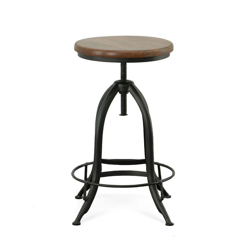 Carolina Living Ryder Adjustable Barstool - Chestnut Seat - Black Base