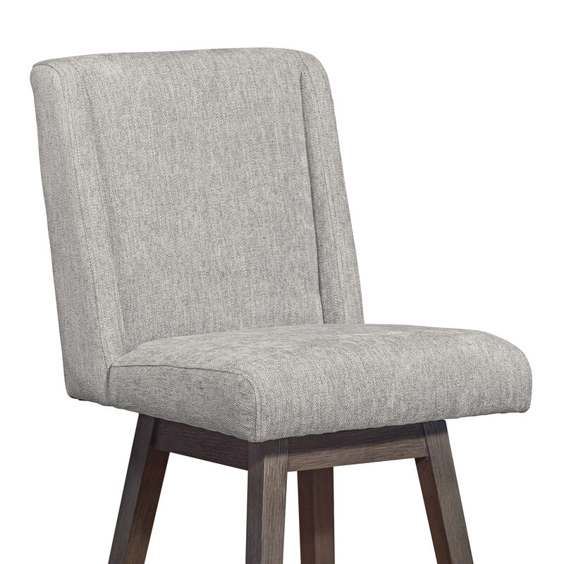 Stancoste Swivel Stool in Grey Oak Wood Finish with Mocha Fabric