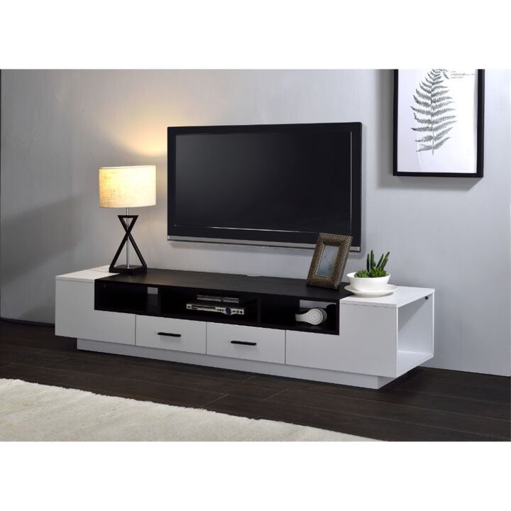 Acme Furniture TV Stand, White & Black