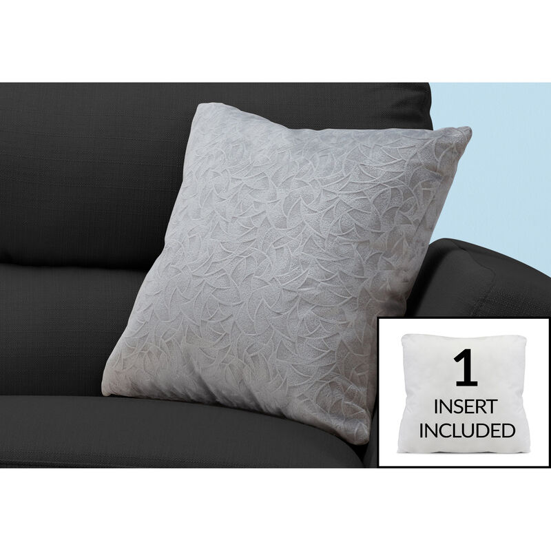 Monarch Specialties I 9256 Pillows, 18 X 18 Square, Insert Included, Decorative Throw, Accent, Sofa, Couch, Bedroom, Polyester, Hypoallergenic, Grey, Modern