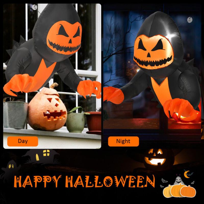 Hivvago 3.3 Feet Halloween Inflatable Pumpkin Head Ghost Broke Out from Window