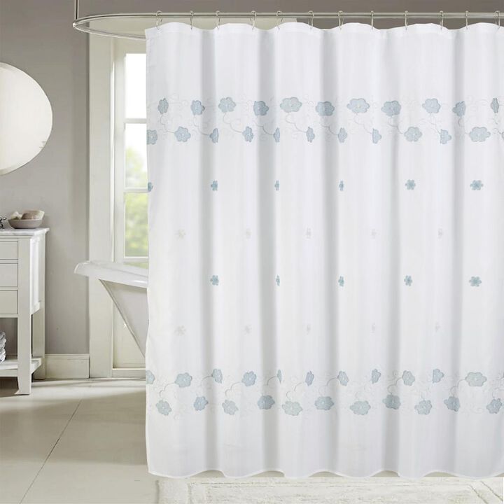 RT Designers Collection Tiffany Embroidered Stylish Shower Curtain 70" x 72" Teal