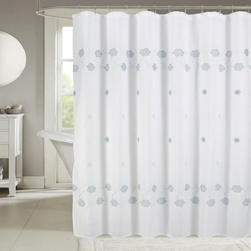 RT Designers Collection Tiffany Embroidered Stylish Shower Curtain 70" x 72" Teal