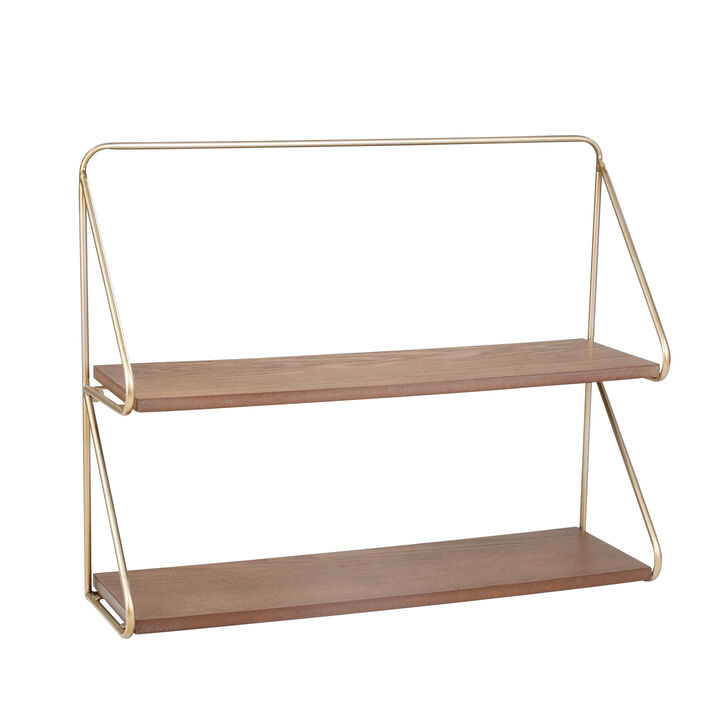 20" 2 Tier Wall Shelf, Gold