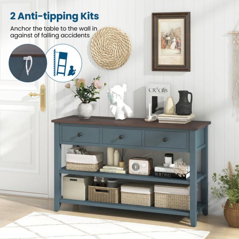 Hivvago 50 Inch Entryway Table Narrow Long Sofa Table with Drawers and Shelves