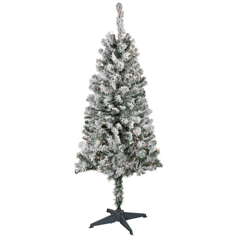 4' Pre-Lit Flocked Pine Artificial Christmas Tree  Clear Lights