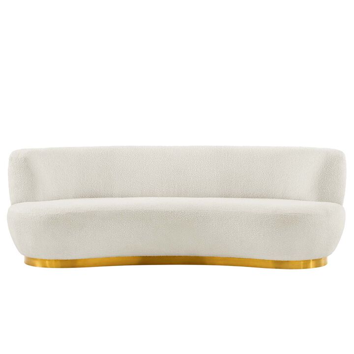 Kindred Boucle Upholstered Upholstered Fabric Sofa White EEI-5487-GLD-IVO
