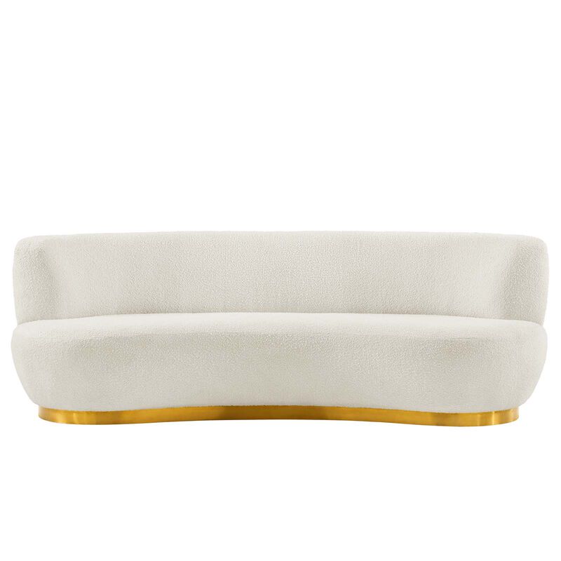 Kindred Boucle Upholstered Upholstered Fabric Sofa White EEI-5487-GLD-IVO
