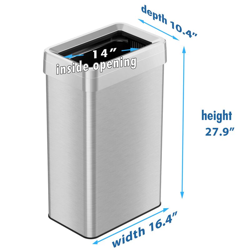 iTouchless 18 Gallon / 68 Liter Rectangular Open Top Trash Can