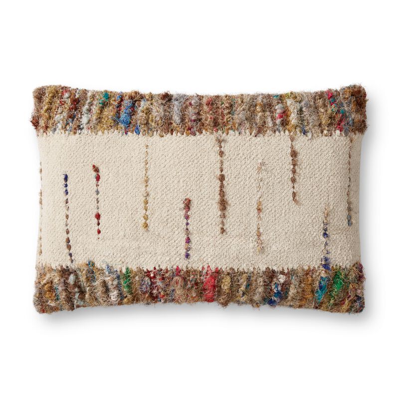 PLL0073 Ivory/Multi 16"x26" Down Pillow
