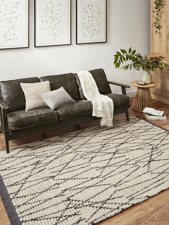 Alice ALI01 Cream/Charcoal 18" x 18" Sample Rug