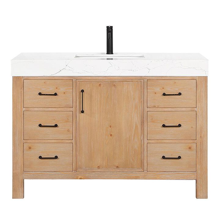 Vinnova Design Free-standing Single Bathroom Vanity with Composite top in Lightning White