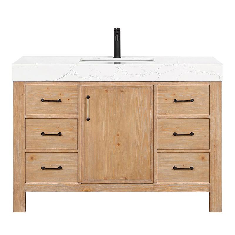 Vinnova Design Free-standing Single Bathroom Vanity with Composite top in Lightning White