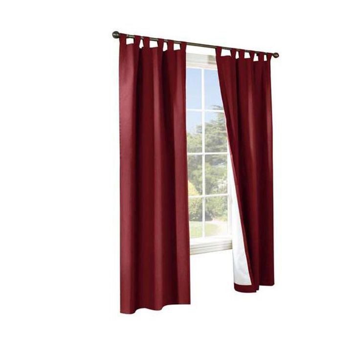 Commonwealth Thermalogic Weather Cotton Fabric Tab Panels Pair - 80x95" - Burgundy
