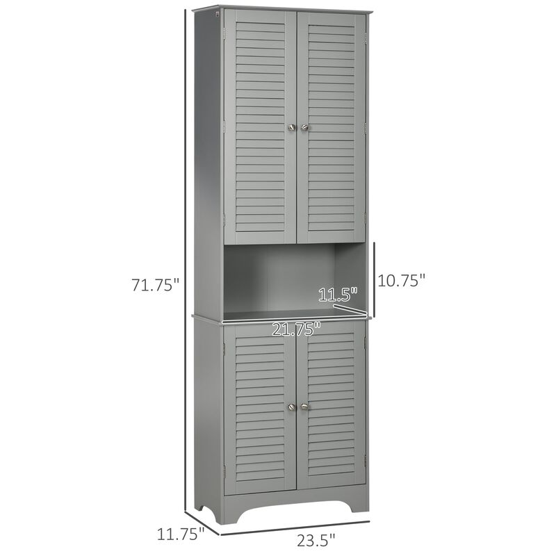 Grey Bathroom Storage: Freestanding Linen Tower with Adjustable Shelves