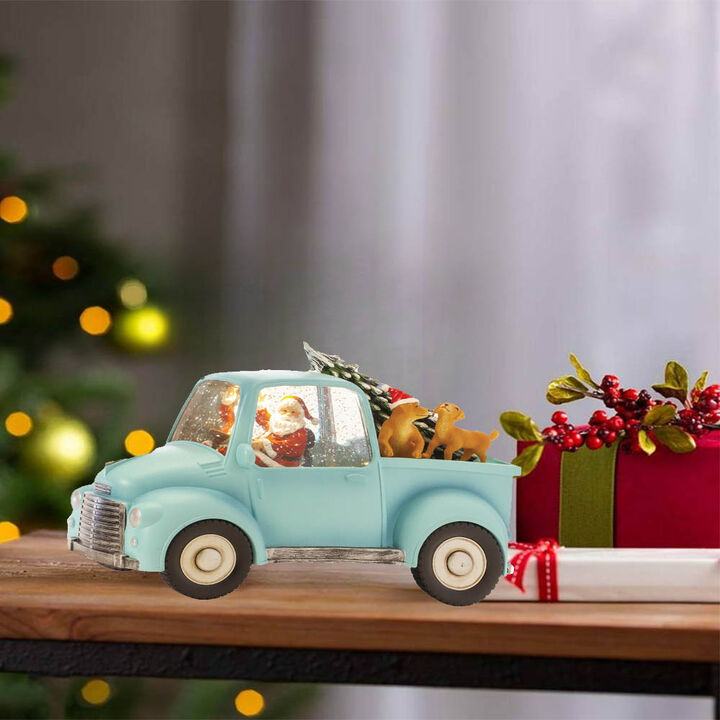 Snow Globe with Santa in Truck and Dogs for Festive Christmas Décor