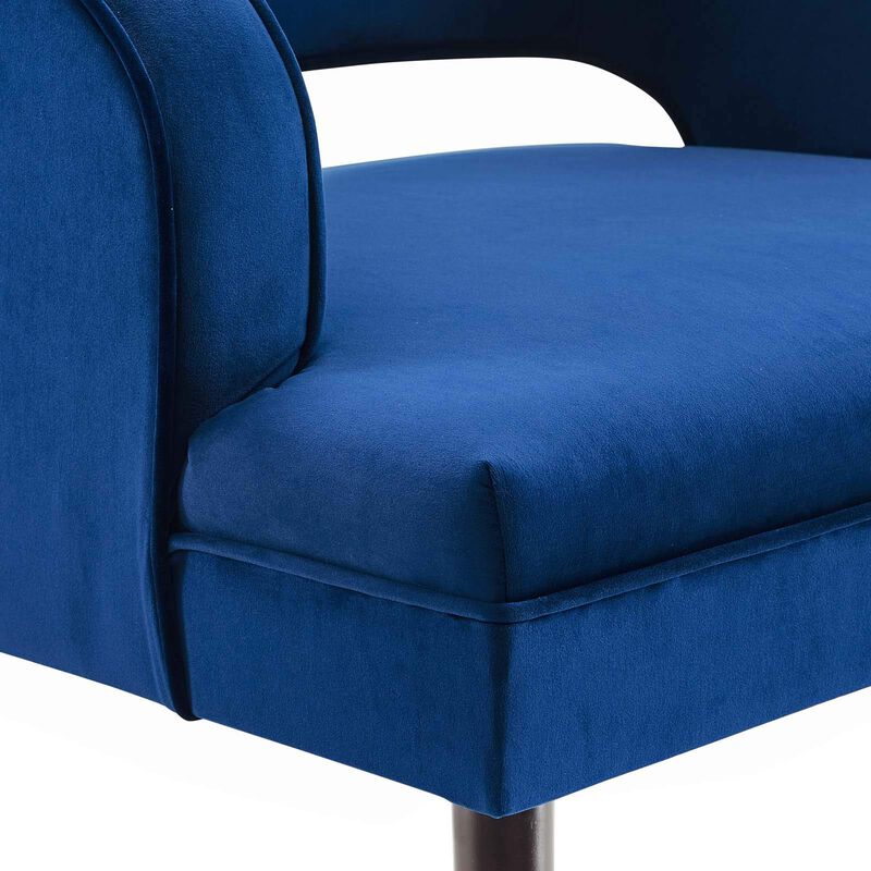 Modway Traipse Button Tufted Open Back Performance Velvet Armchair, Navy