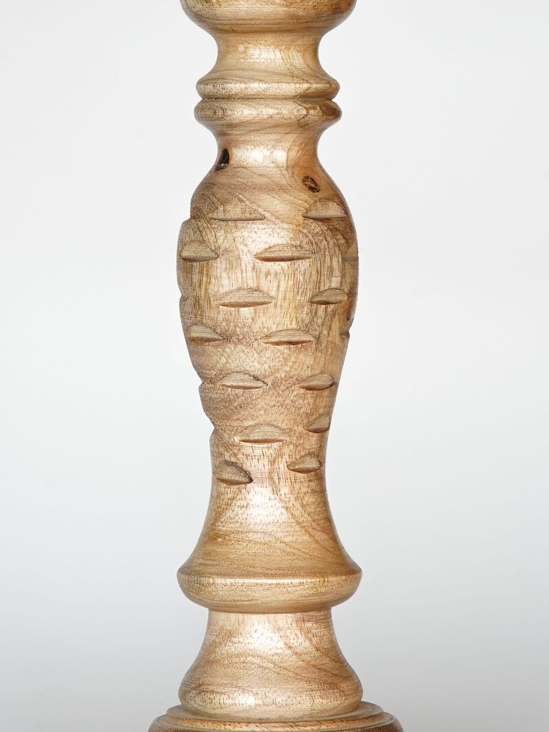 Traditional Wallnut Eco-friendly Handmade Mango Wood Set Of Three 6",9" & 12" Pillar Candle Holder