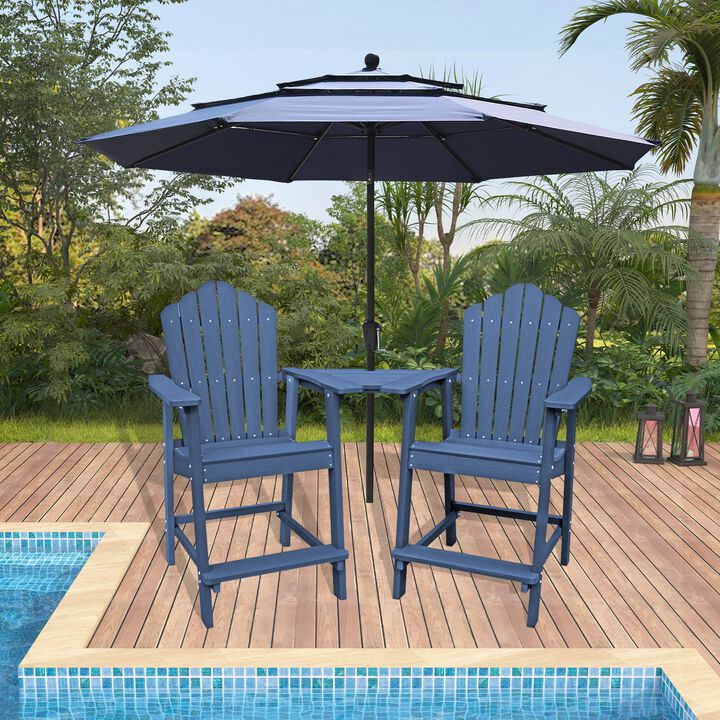 MONDAWE 4 Pieces Outdoor Adirondack Chair Set with Attached Tray and Outdoor Umbrella