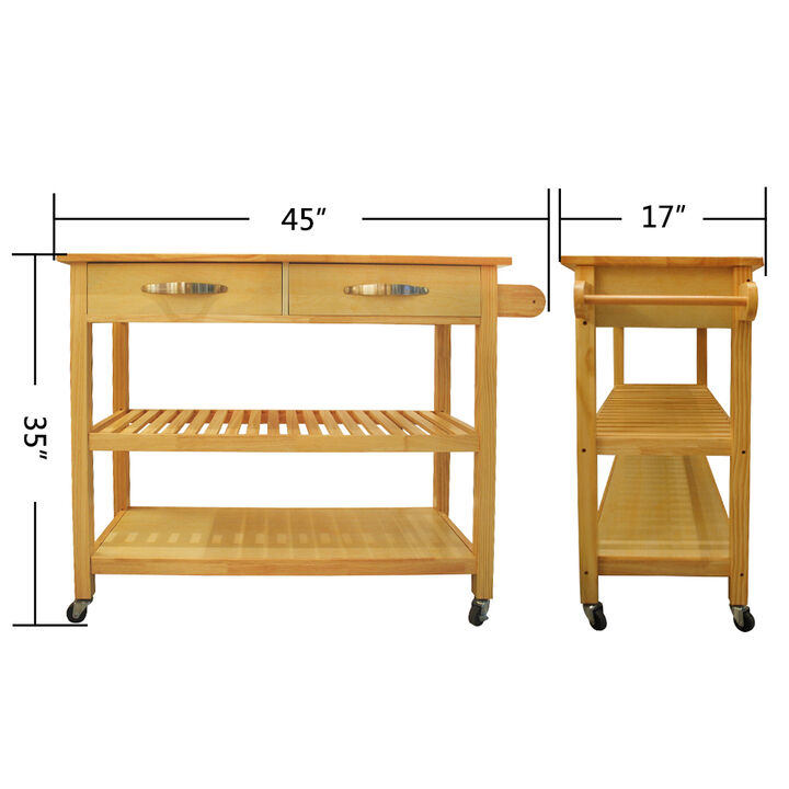 Streamdale Mobile Kitchen Island with Lockable Wheels & Wood Top