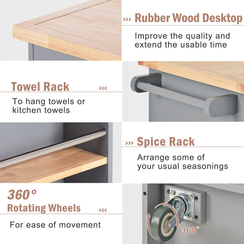 Merax Classic Two-sided Kitchen island Cart on Wheels