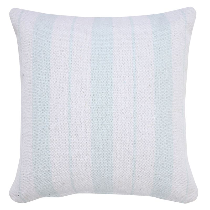 20" Blue and White Striped Pattern Square Throw Pillow